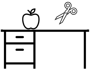 Cutting the apple and desk
